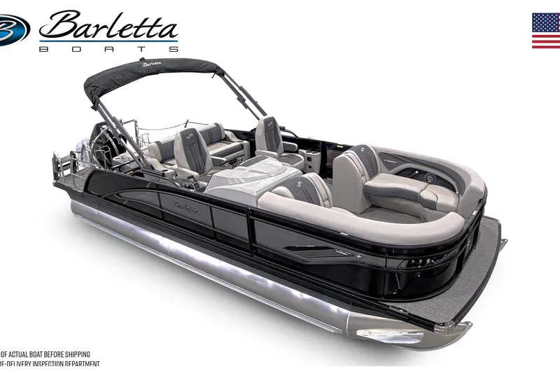 Slide: The Image of Row of 2025 Barletta Corsa 23UC boats in showroom display. - 9