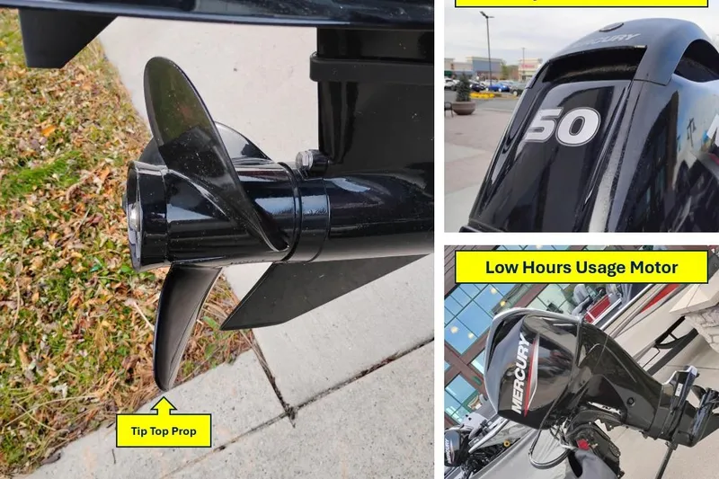 Slide: The Image of 2020 Tracker Bass Tracker Classic XL with Mercury outboard motor displayed outdoors. - 6