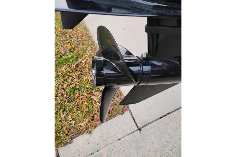 Slide: The Image of Propeller of 2020 Tracker Bass Tracker Classic XL boat on pavement background. - 8