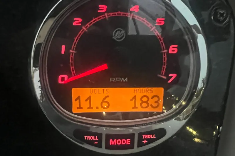 Slide: The Image of Close-up of 2007 Sea Ray 260 Sundancer gauge showing 11.6 volts and 183 hours. - 30