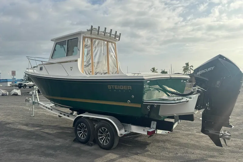 Slide: The Image of 2026 Steiger Craft 21 MIAMI boat on trailer with Mercury outboard motor. - 6