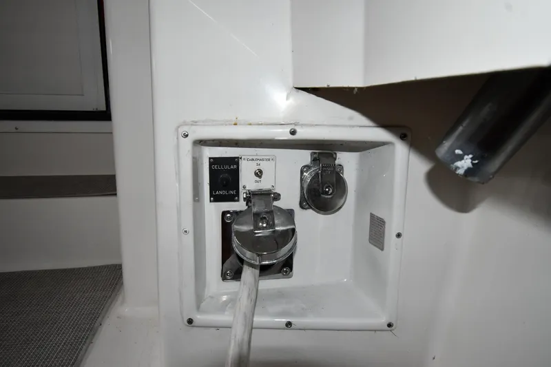 Slide: The Image of Electrical connection panel on a 1996 Viking 50 Convertible boat. - 13