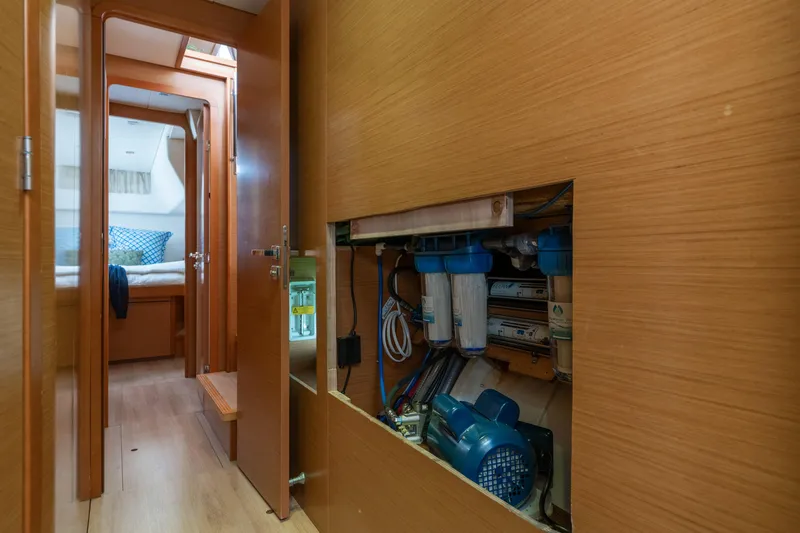 Slide: The Image of Interior of 2013 Lagoon 450 yacht showing cabin and mechanical equipment. - 135