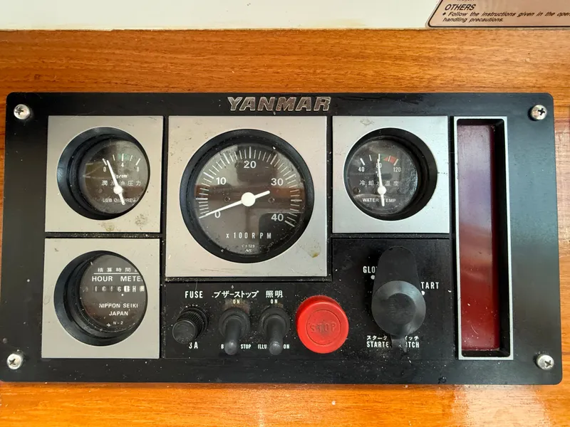 Slide: The Image of Yanmar engine control panel on a 1998 Wilbur 38 Downeast boat. - 13