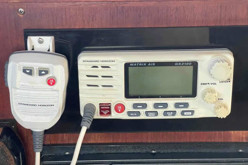Slide: The Image of Standard Horizon Matrix AIS GX2100 radio on 1989 Island Packet 35 yacht. - 28
