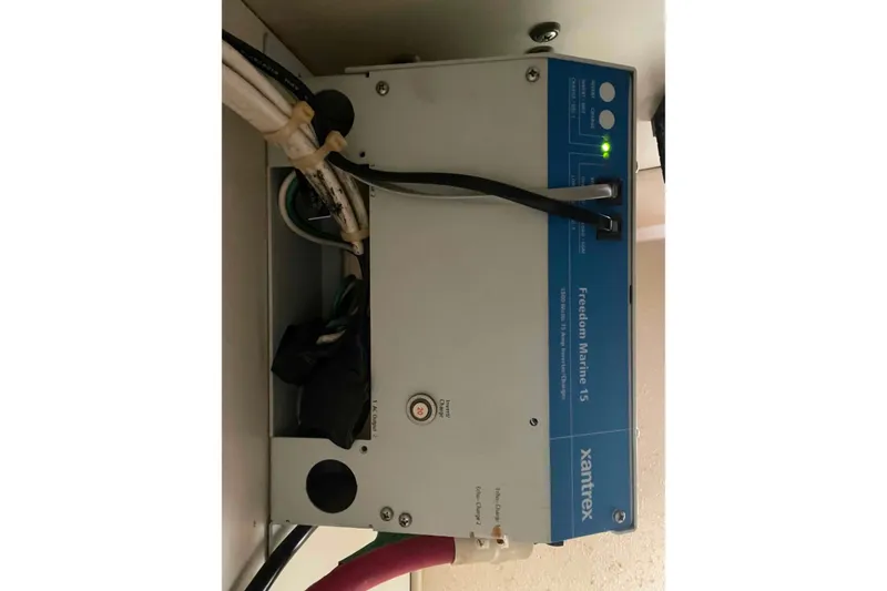 Slide: The Image of Xantrex Freedom Marine 15 inverter on 1989 Island Packet 35 sailboat. - 57