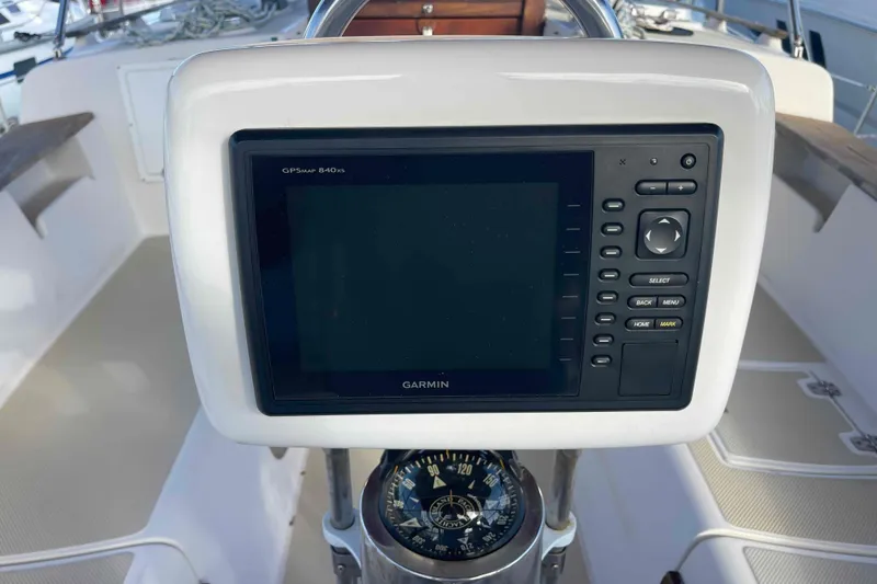 Slide: The Image of Garmin GPSMAP 840xs on 1989 Island Packet 35 sailboat cockpit. - 62