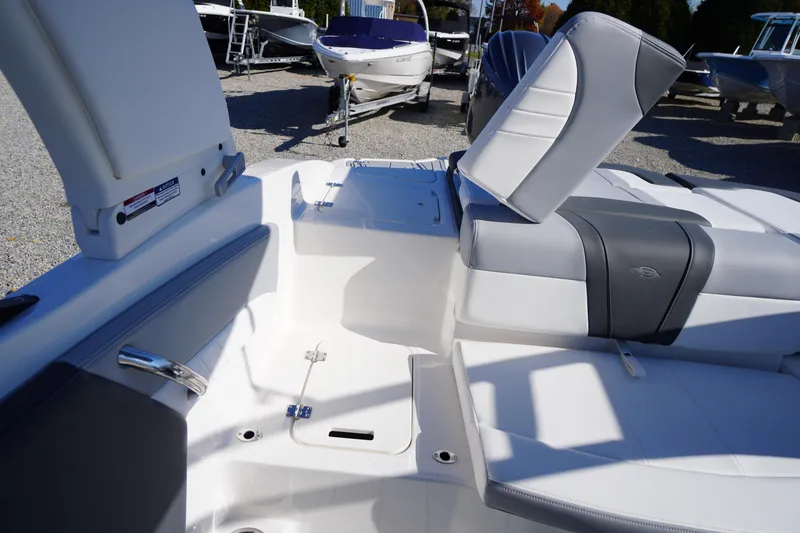 Slide: The Image of 2026 Chaparral 21 SSi OB boat interior with sleek seating and modern design. - 38