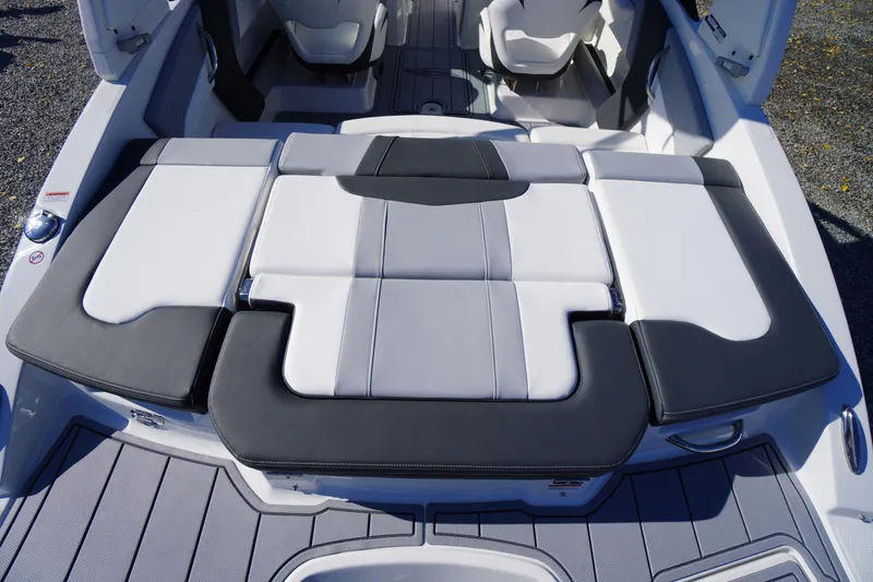 Slide: The Image of 2026 Chaparral 21 SSi OB boat interior with sleek, modern seating design. - 50