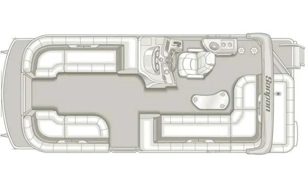 Slide: The Image of Floor plan of a 2008 Sanpan 2200 RE-3 Gate pontoon boat. - 21