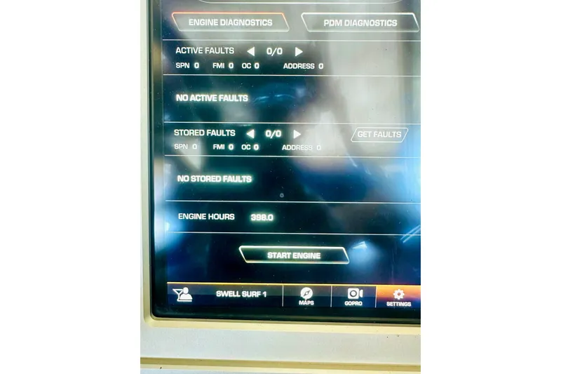 Slide: The Image of 2020 Supra SE550 engine diagnostics screen showing no active or stored faults. - 36