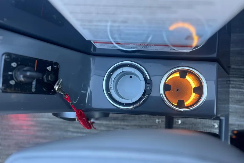 Slide: The Image of Control panel of 2026 Godfrey Monaco 235 SFL with illuminated cup holder. - 19