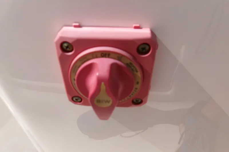 Slide: The Image of Close-up of a pink switch on a 2024 Key West 1720 Center Console boat. - 13