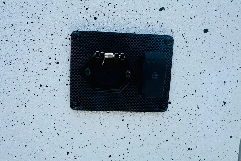 Slide: The Image of Control panel on 2024 SeaArk Shadow 19 v boat, featuring trim switch. - 24