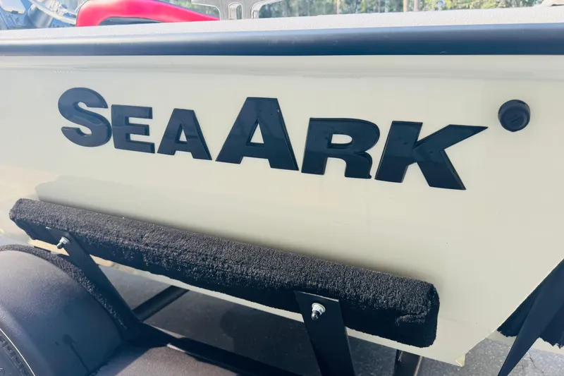 Slide: The Image of 2024 SeaArk Shadow 19 v boat side view with logo. - 31