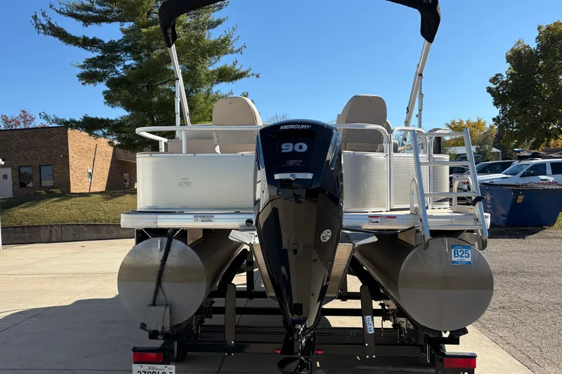 Slide: The Image of 2014 Godfrey Sweetwater 2086 F pontoon boat with Mercury 90 engine, parked outdoors. - 2