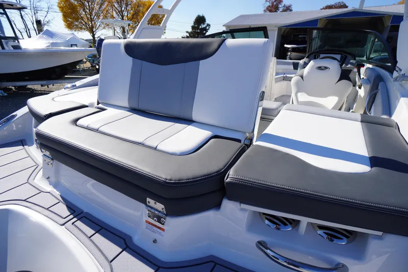 Slide: The Image of 2026 Chaparral 21 SSi OB boat interior with sleek, modern seating and stylish design. - 47
