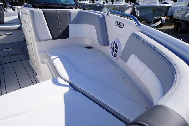Slide: The Image of 2026 Chaparral 21 SSi OB boat interior with sleek seating and modern design. - 10