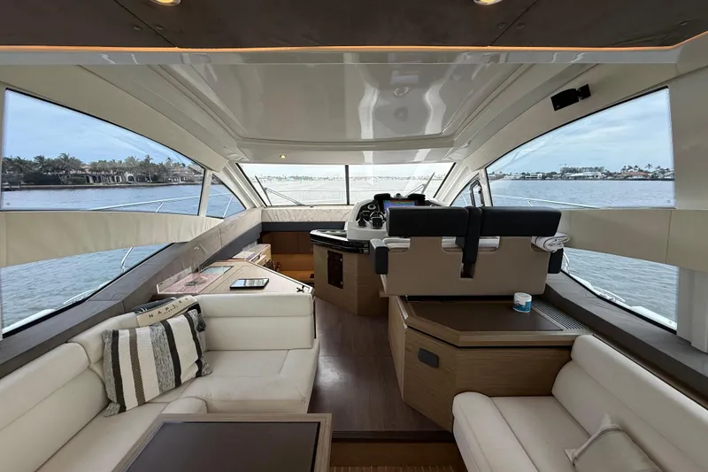 Slide: The Image of Luxurious interior of 2018 Beneteau Gran Turismo 50 yacht with panoramic windows. - 26