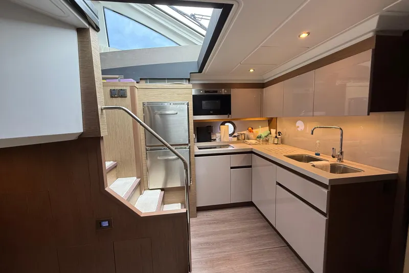 Slide: The Image of Luxurious kitchen interior of 2018 Beneteau Gran Turismo 50 yacht with modern amenities. - 35