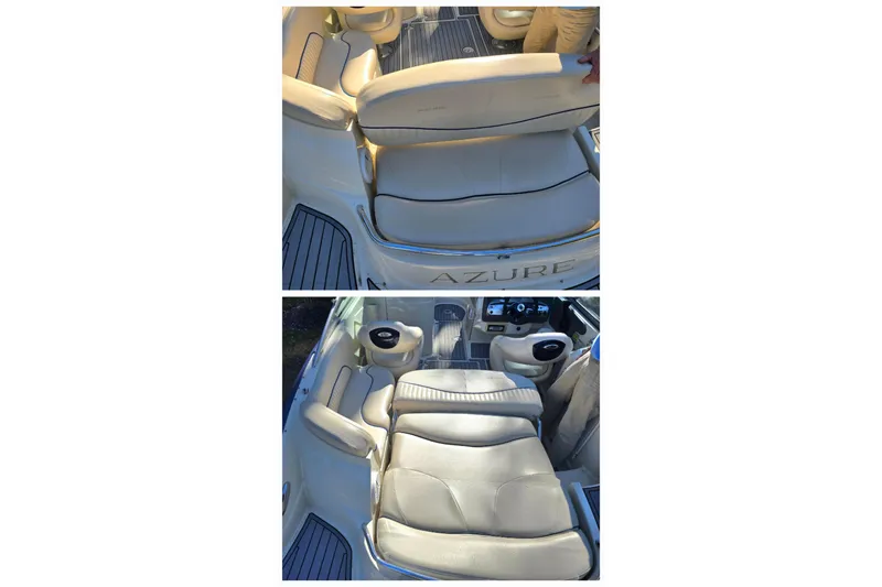 Slide: The Image of 2006 Azure AZ 220 boat interior with adjustable seating and steering wheel. - 27