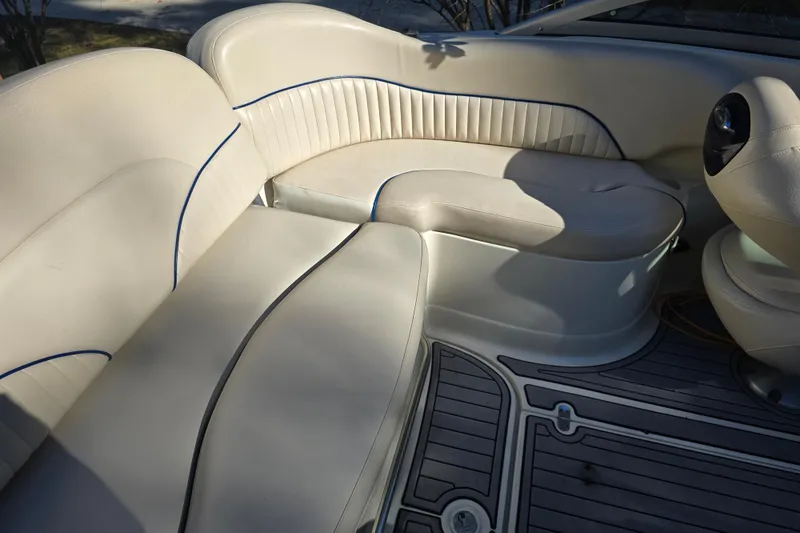 Slide: The Image of Luxurious seating in 2006 Azure AZ 220 boat with elegant upholstery and sleek design. - 31