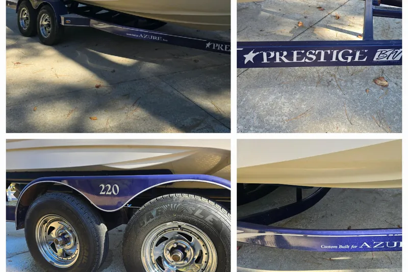 Slide: The Image of Trailer for 2006 Azure AZ 220 boat with Prestige branding and dual wheels. - 32