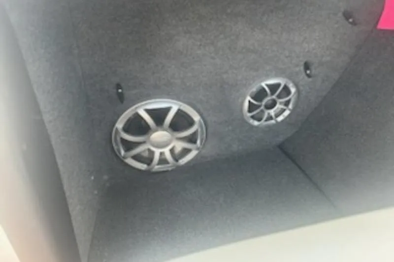 Slide: The Image of 2020 Tigé R23 boat interior speakers, featuring sleek design and modern audio setup. - 14