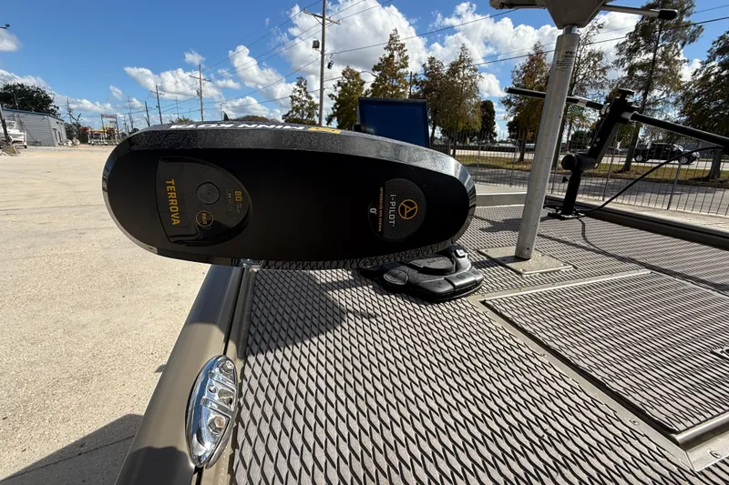 Slide: The Image of 2022 Gator Tail Extreme 1860cc boat with Terrova trolling motor on deck. - 11