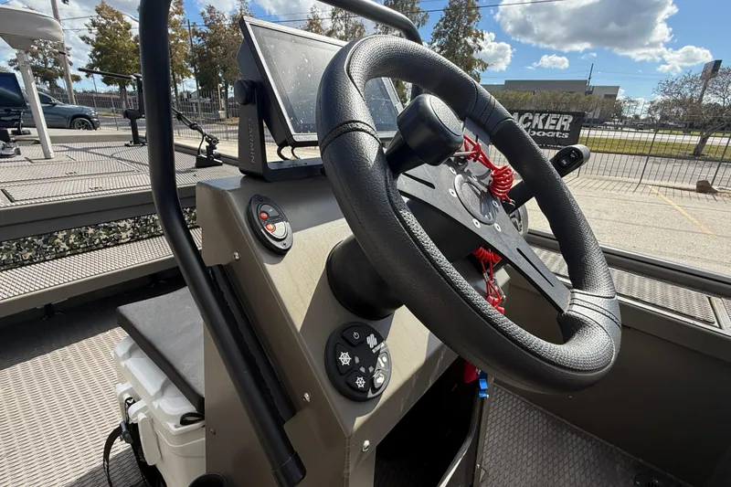 Slide: The Image of 2022 Gator Tail Extreme 1860cc boat steering console with Garmin navigation system. - 18