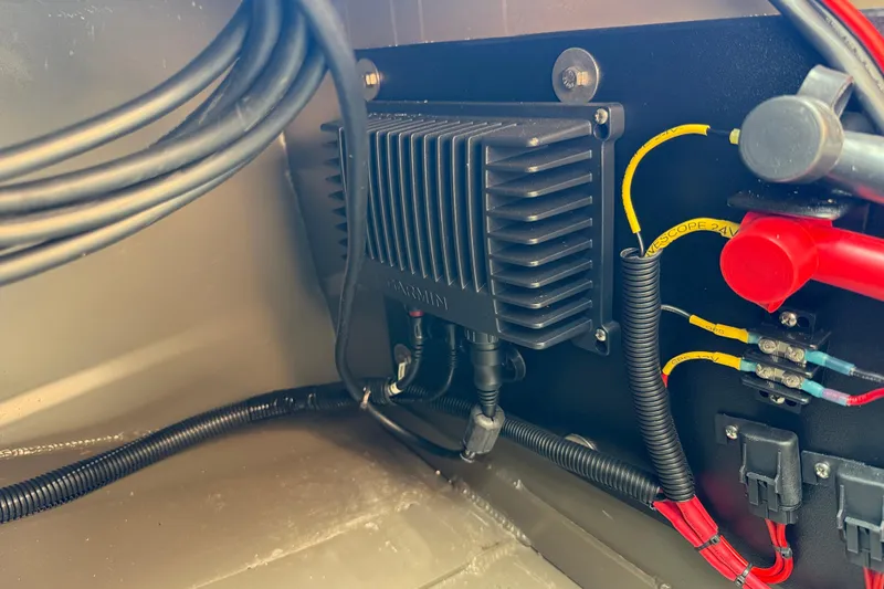 Slide: The Image of 2022 Gator Tail Extreme 1860cc electrical wiring and components close-up. - 19