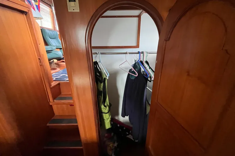 Slide: The Image of 1984 Tung Hwa Princess Aft Cabin interior with wooden closet and staircase. - 39