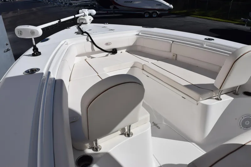 Slide: The Image of 2020 Sea Hunt Gamefish 27 Forward Seating, featuring spacious white seating area. - 13