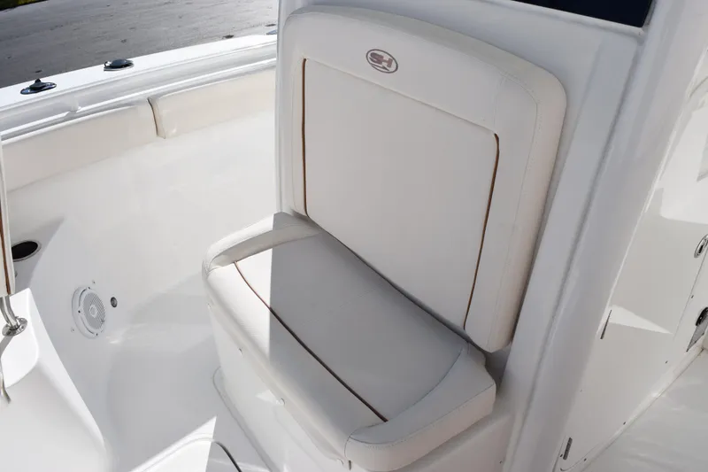 Slide: The Image of 2020 Sea Hunt Gamefish 27 Forward Seating, featuring white cushioned seat detail. - 14
