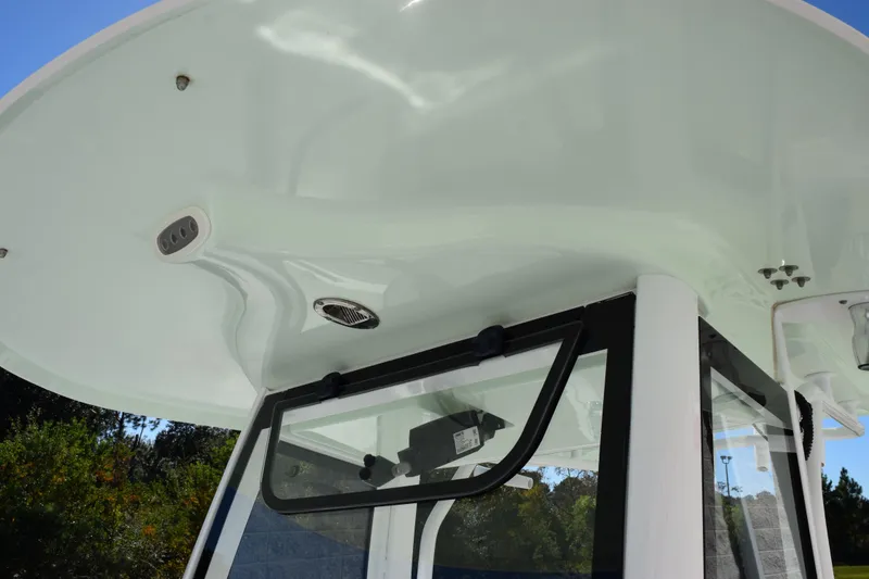 Slide: The Image of 2020 Sea Hunt Gamefish 27 boat's forward seating area with sleek design and modern features. - 15