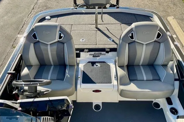 Slide: The Image of 2023 Ranger Z520R Ranger Cup boat interior with dual seats and steering console. - 12