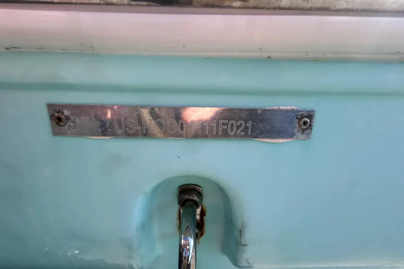 Slide: The Image of Close-up of a 2021 Clearwater 2200 boat identification plate. - 40