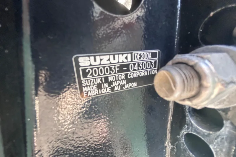 Slide: The Image of Label on Suzuki DF200A engine, serial 20003F-043003, made in Japan, on Clearwater 2200, 2021. - 41