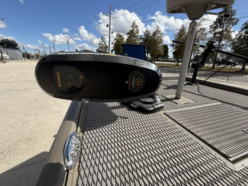 Slide: The Image of 2022 Gator Tail Extreme Series 1860CC boat with Terrova trolling motor on deck. - 6