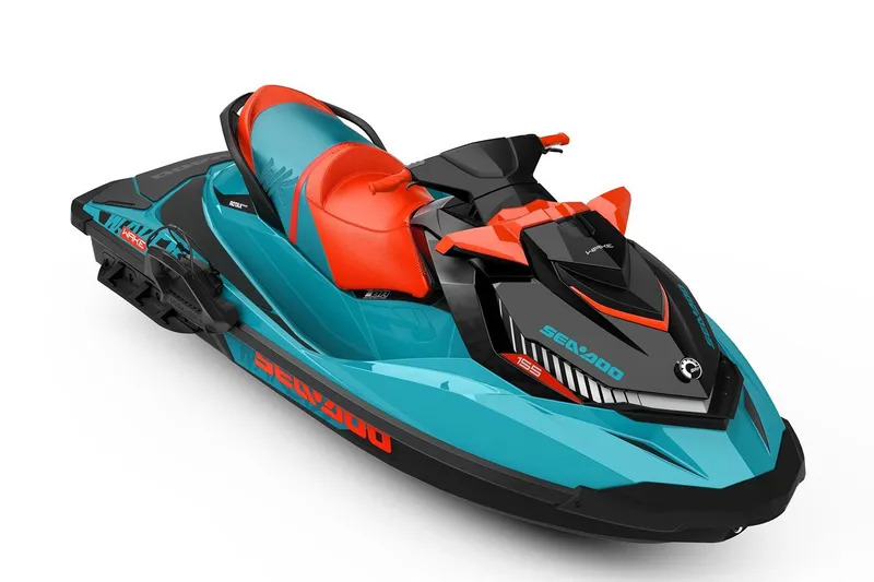 Slide: The Image of Manufacturer Provided Image: 2019 Sea-Doo Wake 155 jet ski, turquoise and black with red accents. - 2