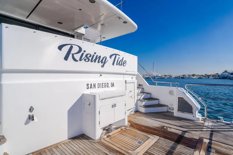 Slide: The Image of Luxury yacht "Rising Tide" docked in San Diego, Fobes Cooper Pilthouse 1997 model. - 35