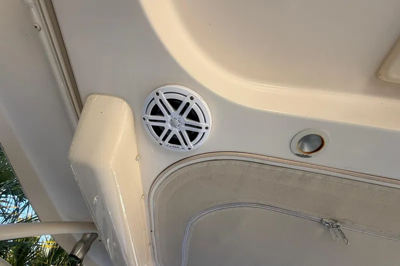 Slide: The Image of 2015 Grady-White Freedom 307 boat interior with speaker and light fixture. - 17
