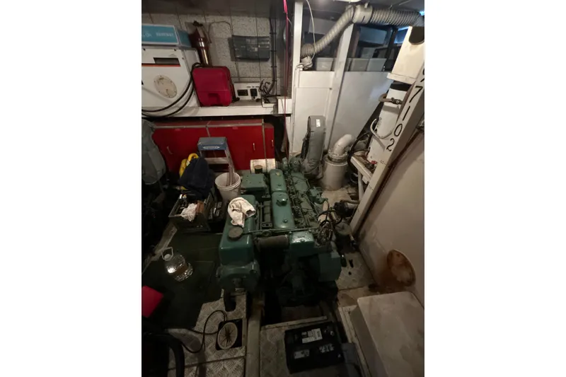 Slide: The Image of Engine room of 1985 Kong & Halvorsen Island Gypsy boat, featuring mechanical components. - 6