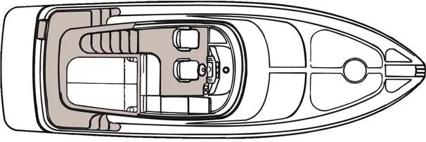 Slide: The Image of 2003 Regal Commodore 3880 boat interior with steps and dock view. - 7