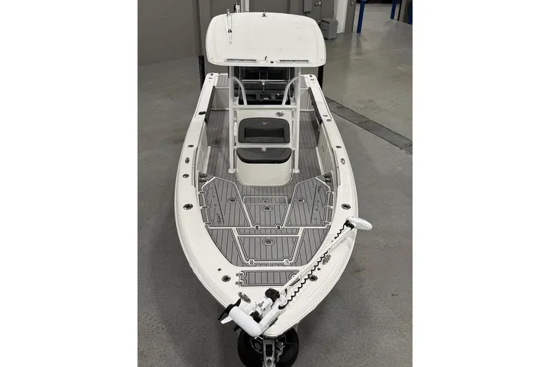 Slide: The Image of 2022 Crevalle 26 HCO boat, top view, showcasing deck layout and seating arrangement. - 9