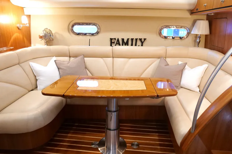 Slide: The Image of Luxurious interior of 2008 Tiara Yachts 4300 Sovran with plush seating and elegant decor. - 31