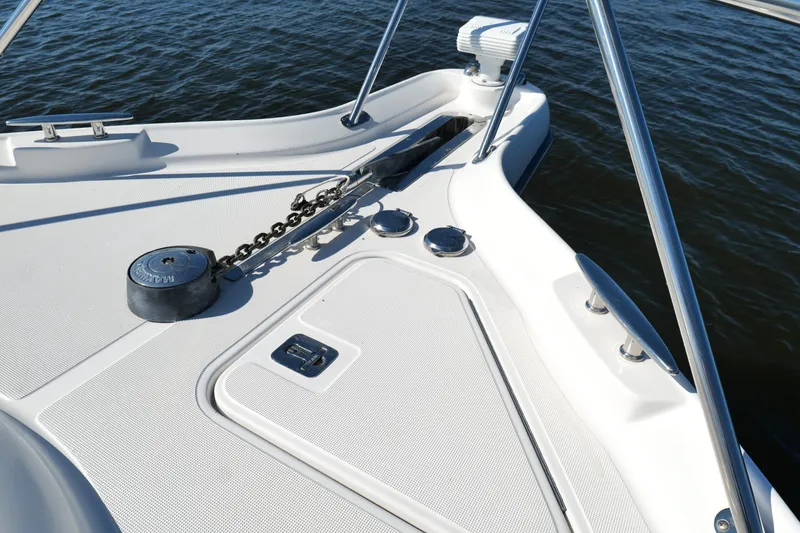 Slide: The Image of Bow of 2008 Tiara Yachts 4300 Sovran with anchor chain and marine equipment. - 54