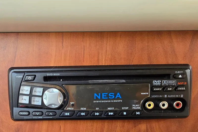 Slide: The Image of DVD player in 2007 Monterey 250 Cruiser, featuring NESA brand and multiple input options. - 31