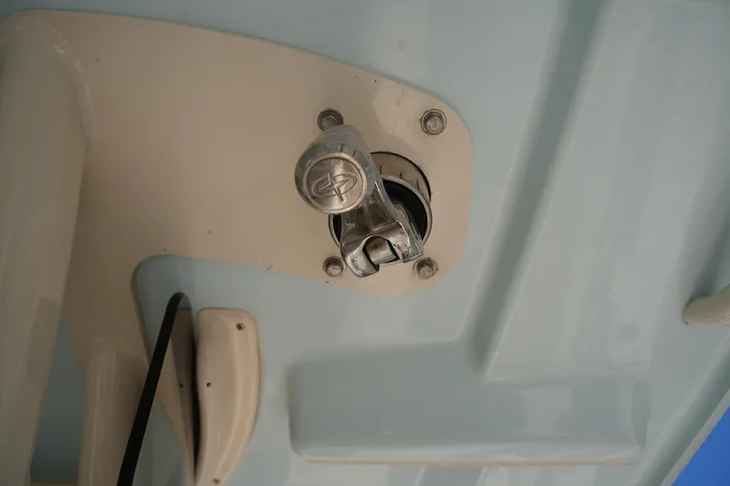 Slide: The Image of Fuel cap of 2021 Grady-White Canyon 326 boat, close-up view. - 27