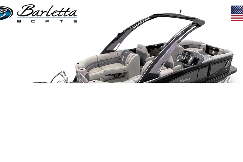 Slide: The Image of 2025 Barletta LUSSO L23QCSSA luxury pontoon boat interior with sleek design and comfortable seating. - 5